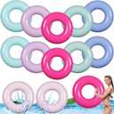 12 Pcs 28 Inches Inflatable Pool Float Bulk Swim Tube for Adult Swimming Ring Pool Floaties for Beach Summer Lake Beach Hawaiian Vacation Party Decoration (Morandi Color)