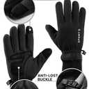 2Pack Winter Gloves Women Men - Winter Gloves for Women Cold Weather, Large Touch Screen Solid Lightweight Waterproof Thermal Ski Gloves for Running Cycling Outdoor Activities, Black