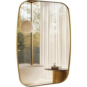 Oval Mirrors for Bathroom, 22x30 Gold Bathroom Vanity Mirror with Metal Frame, Brass Oblong Mirror for Over Sink, Modern Anti Rust Wall Mounted