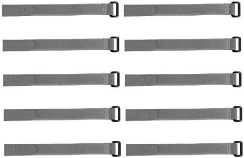 uxcell 8 pcs Hook and Loop Straps, 3/4-inch x 10-inch Securing Straps Reusable Fastening Cable Tie (Gray)