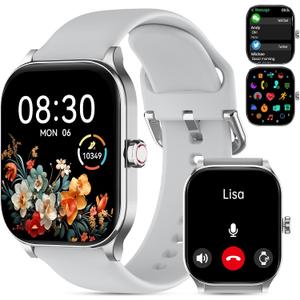 Smart Watch for Women Men(Answer/Make Call), Smartwatches with Heart Rate/SpO2/Sleep/Stress Monitor, IP68 Waterproof Activity Tracker for Android iPhone, 100+ Sports Fitness Watches (Gray, 2.01)