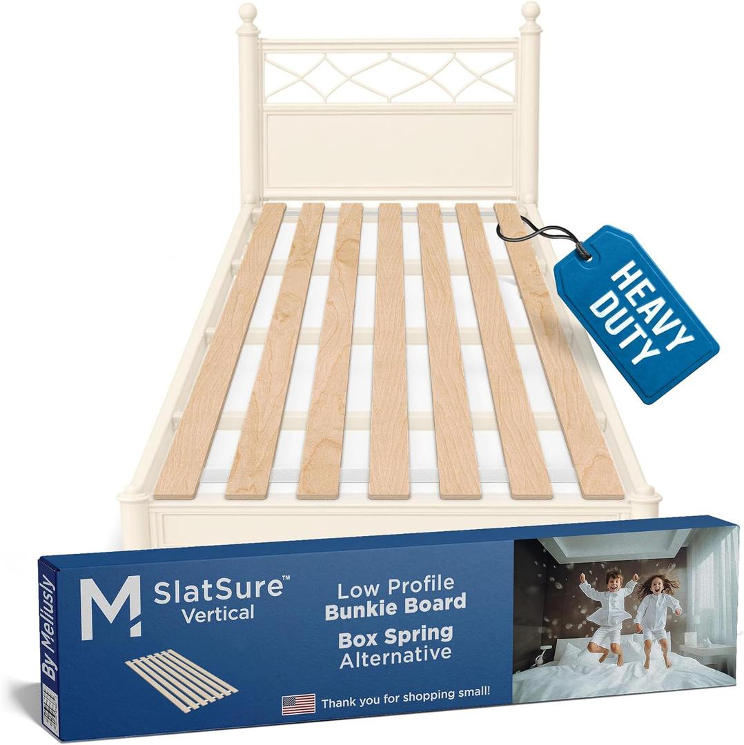 Meliusly SlatSure Twin Size Bunkie Board  Heavy Duty Vertical Bed Slats & Foldable Wooden Support Board for Sagging Mattress or Platform Bed Frame, Box Spring Alternative and Replacement