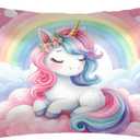 Pink Cute Unicorn Satin Pillowcase for Hair and Skin King Size Silp Silk Pillowcase Soft Satin Cooling Pillow Covers with Envelope Closure for Bed Sofa Decorative (20 × 40in 1 pcs)