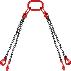 Happybuy 5Ft Chain Sling 5/16 Inch X 5 Ft Engine Lift Chain G80 Alloy Steel Engine Chain Hoist Lifts 3 Ton with 4 Leg Grab Hooks