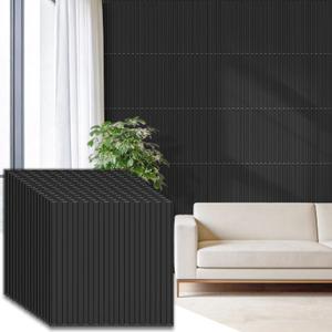 RITOLLO 16-Pack PVC Slat Wall Panels for Interior Wall Decor, 19.7 x 19.7in 3D Fluted Panels, Cuttable Drop Ceiling Tiles for Bathroom, Studio and TV Background, Water-Proof & Renter-Friendly(Black)