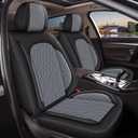 2 Front Car Seat Cover Fit for Honda Pilot 2005-2016, Faux Leather for Pilot Seat Covers Waterproof Auto Seat Cushion Protector Compatible Airbag (2 Seats,Black&Dark Grey)