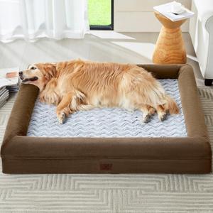 WNPETHOME Washable Dog Beds Large Sized Dog, XXXL Dog Couch, Orthopedic Dog Sofa Bed with Removable & Waterproof Cover, Extra Large Dog Bed with Bolster Sides for Sleeping, Giant Dog Couch with Sides (Brown)