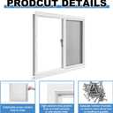 Kathfly 1 Pack Basement Home Window 32'' x 18'' Mini Basement Windows Replacement with Glass Screen and Screws for Home Sheds Barns (White)