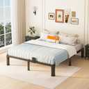 10 inch King Size Bed Frame with Round Corner Legs and Headboard Hole Mattress Slide Stopper Low Profile Heavy Duty Metal Platform,Steel Slat Support,No Box Spring Needed,Easy Assembly,Noise Free
