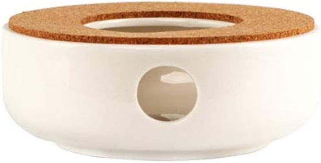 KiaoTime Ceramic Teapot Warmer, Tea Warmer for Glass Teapot, cast Iron teapot Stainless Steel, Ceramic Teapot, Tea Kettles,and Other heatproof Dish Warming Use (White)