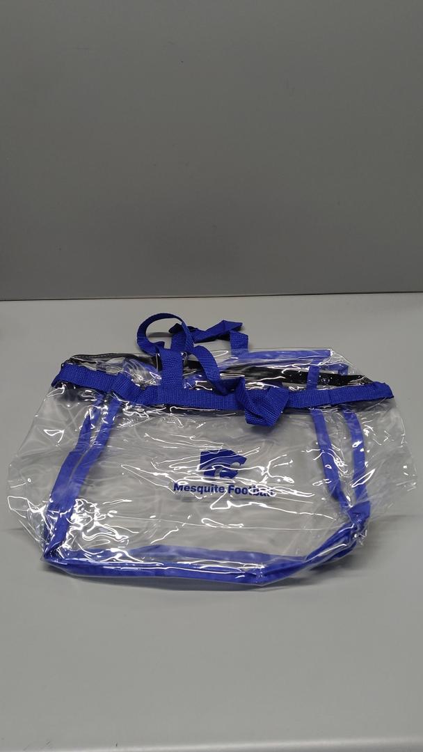 Medium clear bag , blue straps, 10 pack