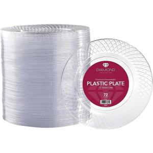 Prestee Disposable Plates, 72ct - 7.5-inch Heavy Duty Clear Plastic Plate - Cake, Salad, Appetizer, Dinner, Dessert Plates - Wedding, Holidays, Easter Party Plate - Event Supplies (7.5" (72ct))