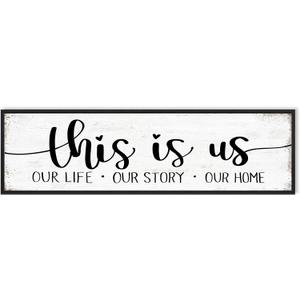 This Is Us Sign Wall Decor: Family Signs for Home Decor Living Room Wall Art Framed 16"x48"Large Farmhouse Rustic Home Sign Wall Decor Above Bed,Country Wall Plaques Hanging Master Bedroom Decor