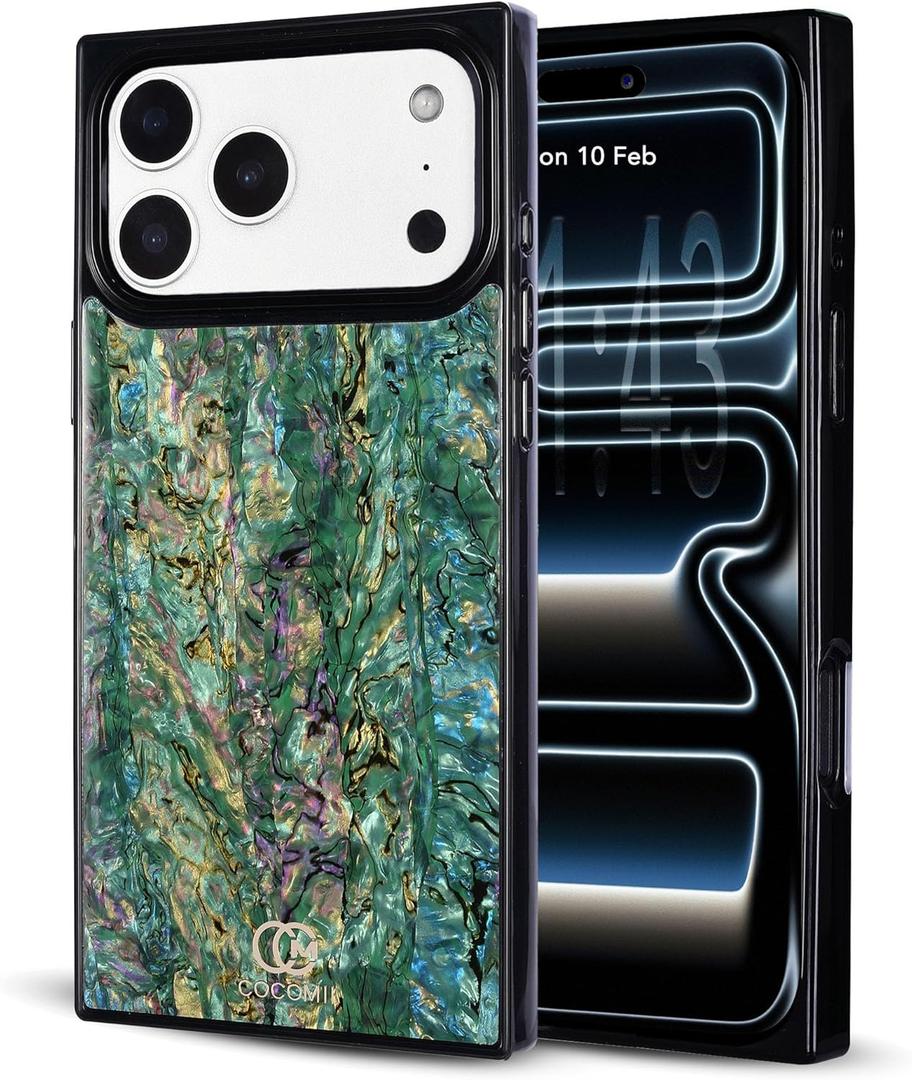 COCOMII Rectangle Case for iPhone 17 Pro, Compatible with MagSafe, Aurora Abalone Shell