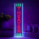 Theater Neon Sign Dimmable LED Movie Night Signs for Wall Decor Home Theater Accessories Sign Theater Room Neon Light for Movie Room Home Bar Decor Classic Cinema Style Light Gifts(16.8 * 4.8in)