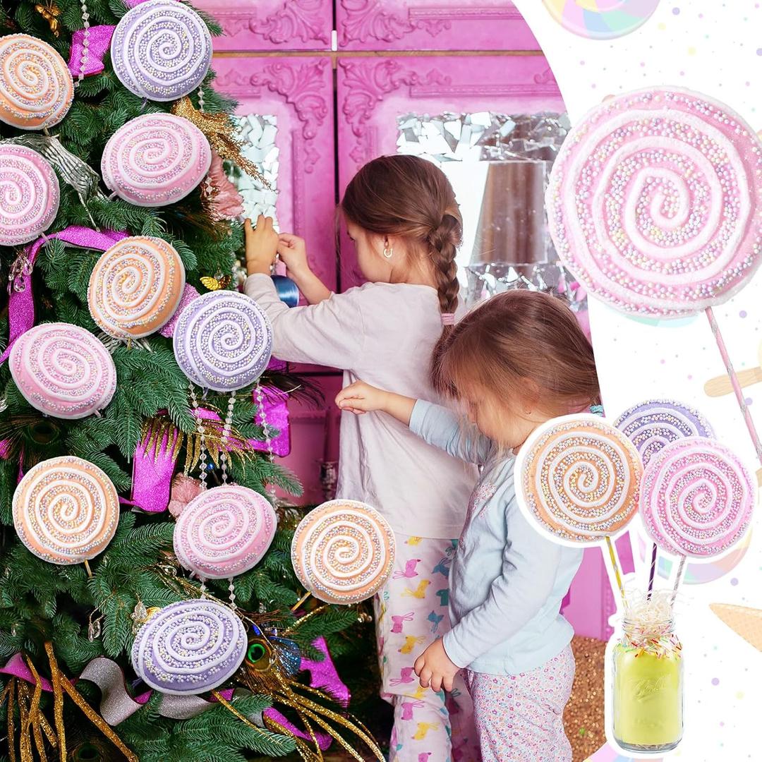 6 Pcs 16'' Large Candy Lollipop Decoration Candy Birthday Party Decor Lollipop Ornament Valentines Photo Prop with Stick for Christmas Valentines Day Birthday Party (Macaron Color)