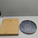 Round Serving Tray with Handles - Large Round Ottoman Tray Coffee Table Tray,Plastic Decorative Serving Trays for Coffee Table,Round Boho Tray for Ottoman Living Room
