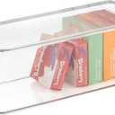 iDesign Plastic Stackable Hinged-Lid Storage Box for Kitchen, Bathroom, or Office - Clear