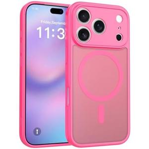 Magnetic for iPhone 17 Pro Case | Compatible with Magsafe | Comfortable Grip, Fingerprint-Resistant, Slim Fit, Shockproof Protection | for Men and Women (Hot Pink)