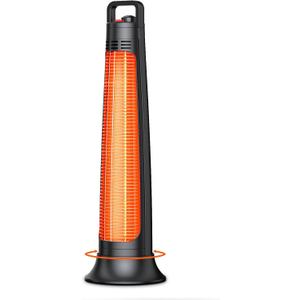 Outdoor Patio Heater, Electric Infrared Heat for Garage Backyard Indoor use, Portable Space Radiant Tower Heater with 60 Oscillating, Tip-over & Overheat Protection, Super Quiet,Waterproof, Black
