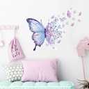 Gorgeous Blue Purple Butterflies Wall Stickers Art Wall Decals | Removable Vinyl Peel and Stick Butterfly for Living Room Bedroom Kids Room Nursery Playroom Home Decor, 23.6" x 18.5" / 60 cm x 47 cm