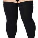 Plus Size Womens Thigh High Socks for Thick Thighs- Extra Long & Thick Over the Knee Stockings- Leg Warmer Boot Socks (Classic Black)