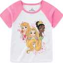 Disney Princess Frozen Minnie Mouse Girls Short Sleeve T-Shirt and French Terry Shorts Set for Toddlers to Big Kids, 6X
