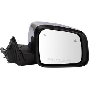 TRQ Passenger Side Mirror Assembly Power Folding Electric Adjustment Heated Memory Chrome Compatible with 2014-2021 Jeep Grand Cherokee with Blind Spot Indicator CH1321416