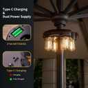 Patio Umbrella Light with Remote Control, Rechargeable Cordless LED Edison Bulbs Pole Light with 10 Brightness Levels for Garden, Patio, Backyard, Camping or BBQ - Brown (1 Pack)