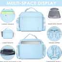 NOL Kids Lunch Bag - Kids 3+ Reusable Insulated Lunch Box with Zipper Closure Buckle Handle Adjustable Long Shoulder Strap, Easy-Clean Waterproof Fabric, Children Lunch Tote Bag for School -Light blue