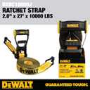 DEWALT DXBC10000J Black/Yellow 2" x 27' Ratchet Tie Down Strap with Double J-Hook - Heavy-Duty Cargo Securing (10,000 lb Break Strength)