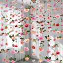 Suncalla 6 Pcs 35.46 ft Flower Garlands Backdrop Garden Party Decoration Artificial Wildflower Vines Fake Flower Vines Faux Silk for Wedding Bridal Wall Arch(Classic,Soft Pink)