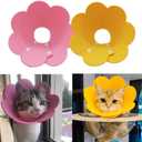Adjustable Cat Recovery Collar - Cute Flower Neck Cones After Surgery, Set of 2, Surgery Recovery Elizabethan Collars for Kitten and Cats S Size (2 pcs)