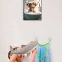 UPWOIGH Bathroom Wall Art, 12x16in Highland Cow Wall Decor,Waterproof Wood Framed Canvas Wall Art, Cute Funny Animal Bathing Abstract Prints,Modern Home Dcor for Bedroom Classroom Farmhouse Gift