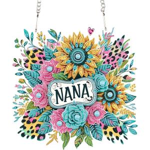 Diamond Art Painting Hanging Pendant, NANA DIY Sunflower 5D Special Shape Crystal Diamond Art Partial Mosaic Making Craft Wreath Ornaments, Large size Home Wall Decor Window Decoration Handmade Gift