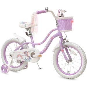 Bixike Princess Style Girls Bike with Basket for 2-13 Years Old Kids and Toddlers, 12 14 16 18 Inch Bicycle for Children with Training Wheels and Streamers, 20 Inch with Kickstand, Multiple Colors