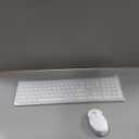 Wireless Keyboard and Mouse Combo - Full Size Slim Thin Wireless Keyboard Mouse with Numeric Keypad 2.4G Stable Connection Adjustable DPI (White & Silver)