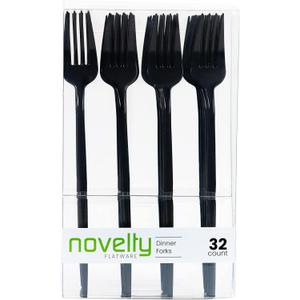 Novelty Modern Flatware, Cutlery, Dinner forks Luxury Black 64 Count