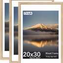 20X30 Poster Frame, Display Pictures 18X24 with Mat or 20X30 Without, Wall Hanging Frames, Natural Oak, 3 Pack