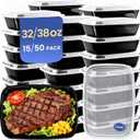 Eco Maicoco 38oz 50 Pack Meal Prep Containers Reusable, Disposable Food To Go Containers with Lids BPA Free, Microwave/Dishwasher/Freezer Safe Take Out Containers for Holiday Leftovers