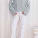 Women's Oversized Sweaters Loose Fit Fall Crewneck Color Block Knit Pullover Sweater Tops (Gray, L)