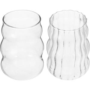 2pcs Clear Glass Cups Drinking Glassware for Cold Beverages for Parties Cocktails and Everyday Use for Special Occasions