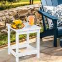 LZRS Square Patio Side Table, Heavy Duty HDPE Outdoor End Table with Wood Texture, Weatherproof Composite Table for Adirondack Chairs, Deck, Pool, Indoor/Outdoor, No Peeling or Cracking(White)