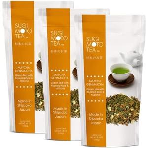 SUGIMOTO TEA Japanese Matcha Genmaicha Green Tea Loose Leaf 3.5 oz (100 g) Pack of 1