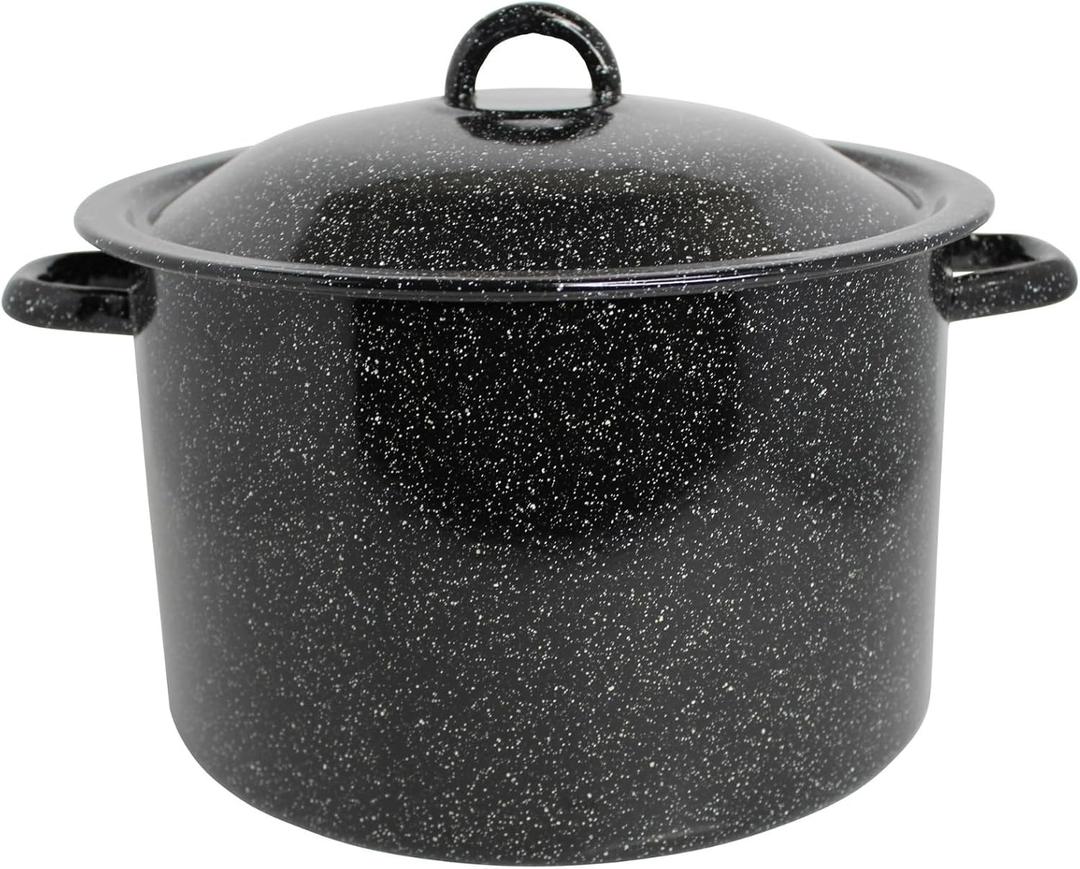 MIRRO 12.0qt Enamel Stock Pot, Black