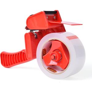 TAPEBEAR Packing Tape with Dispenser, 2.6mil Thick, 1.88" x 55yd Heavy Duty Packaging Tape Clear Adhesive Box Tape for Carton Sealing, Moving, Shipping (1 Roll - 3-inch Core with Dispenser)