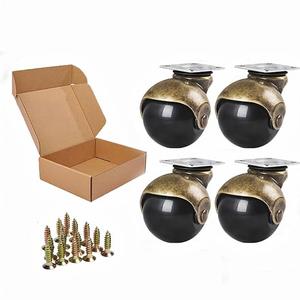 ENYKE Ball Caster Wheels, 2-inch Casters for Furniture, Swivel Furniture Wheels Set of 4 360lbs, Antique Brass Top Plate Castors, Ottoman, Wheelchair, Not for Small Chair Legs