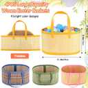 4Pcs Foldable Easter Woven Bamboo Baskets Empty, Oval Easter Basket Bulk Set with Handle, Large Easter Baskets for Easter Egg Hunt Party Favor Picnic Supplies Gift Packing - Pink Yellow Green Blue