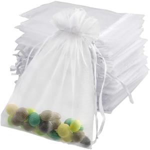 100pcs Organza Bags-White 3.94''x4.72''(10x12cm) Satin Drawstring Organza Pouch Wedding Party Festival, Christmas, Favor Gift Bag Jewelry Watch Bags