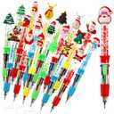 Gersoniel 20 Pcs Christmas Multicolor Ballpoint Pens 4-in-1, Santa Claus Snowman Elk Xmas Tree Sock Patter, Cartoon Cute Fun Pens for Christmas Party Gifts Supplies Goodies Treat Bag Stuffer